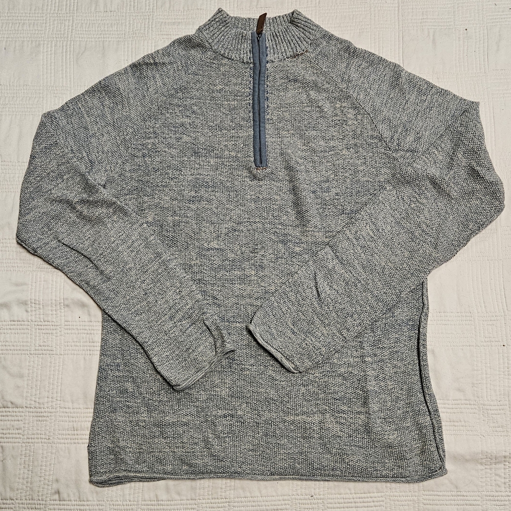 Carbon2Cobalt Men's Blue/Gray Sweater with Half-Zip, Size Large
